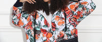 Luxe Moda Floral Hooded Coat in denim black - women's jacket - view 5