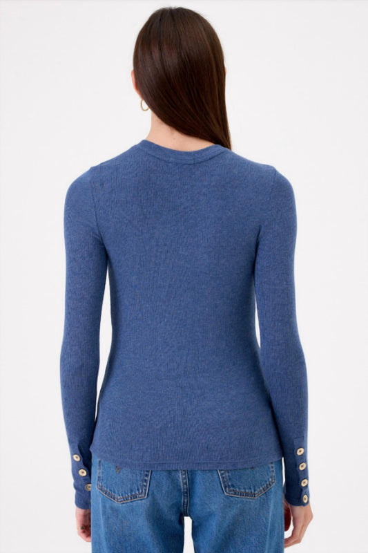 Goldie - Button Sleeve Crewneck Top