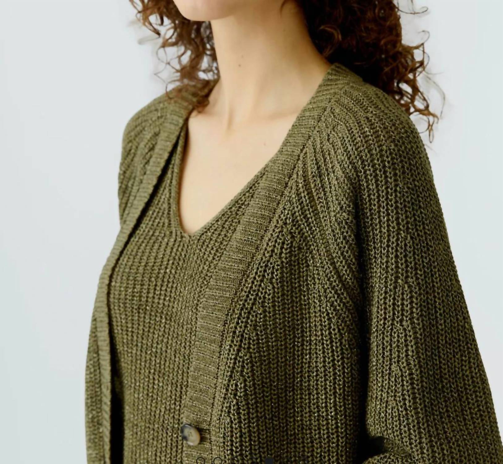 Oui - Button Front Long Sleeve Cardigan