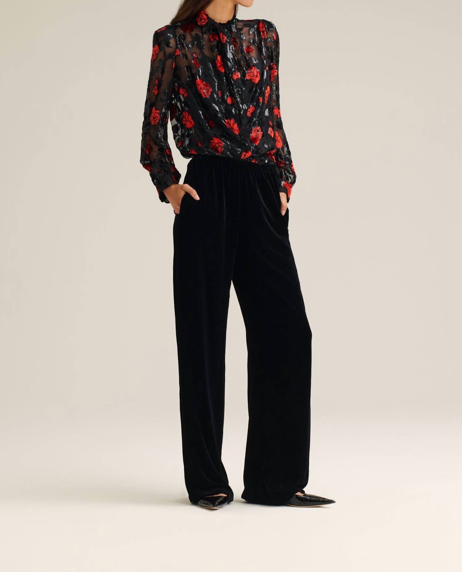 Scanlan Theodore Velvet Soft Trouser in black - women's pants