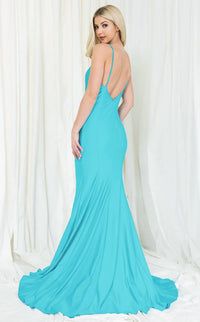 Amelia Couture - Alluring Plunging Neckline Long Mermaid Dress
