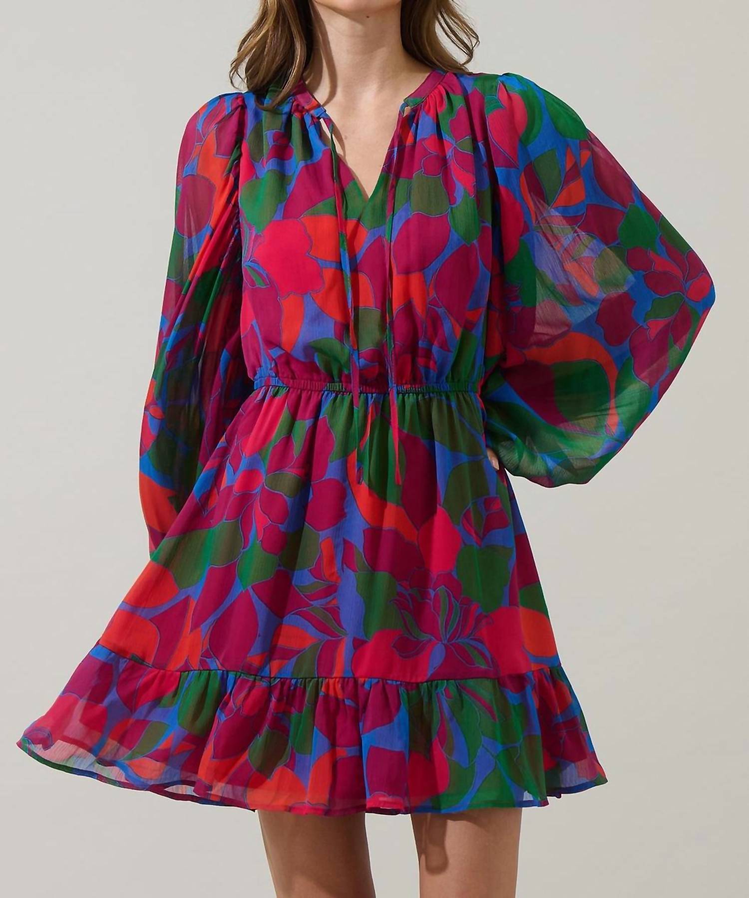 Sugarlips - Kaeli Floral Paxton Balloon Sleeve Mini Dress