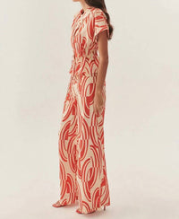 Exquise - Sara Abstract Print Cotton Wide-leg Pants