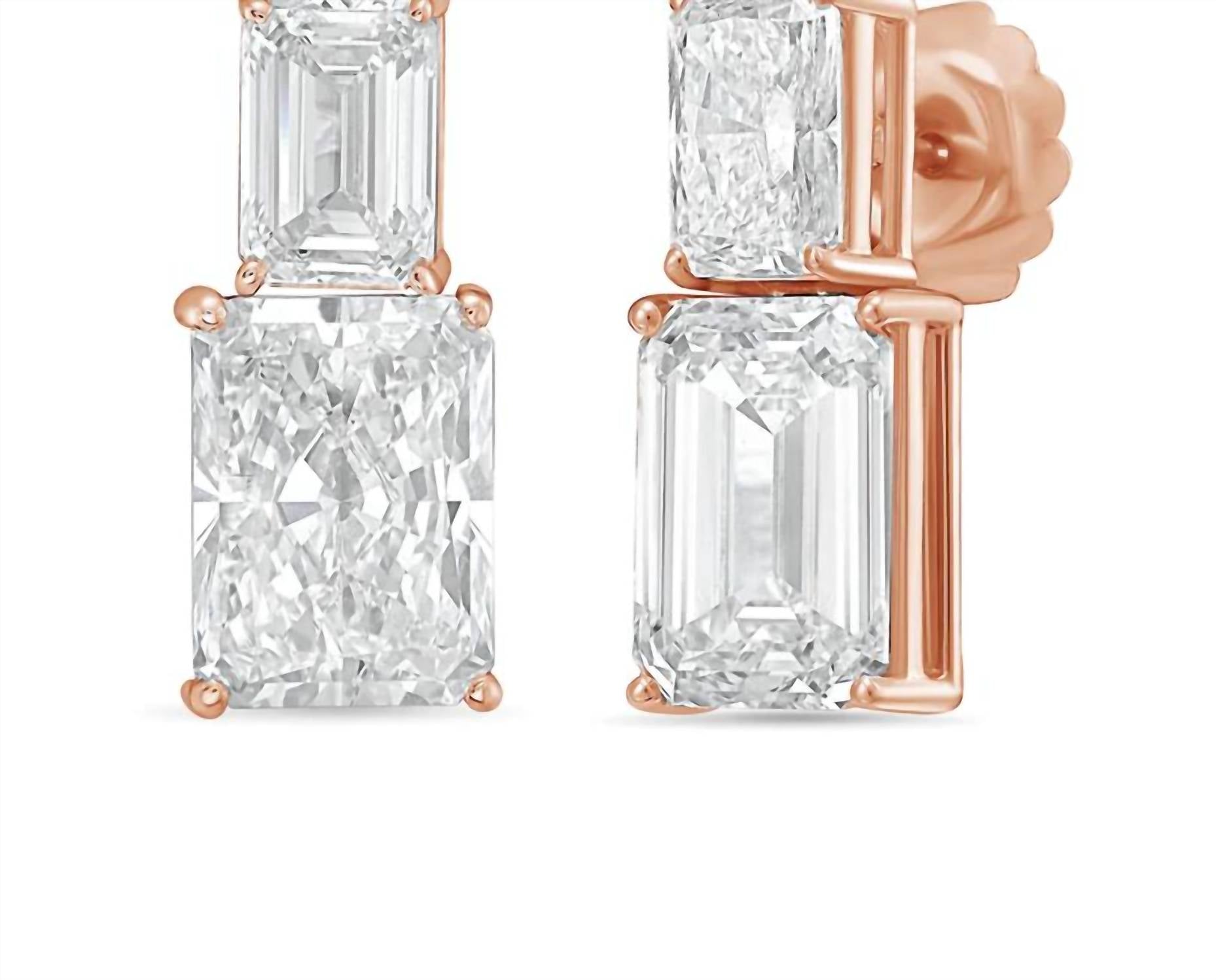 Diana M Jewels - Women's Emerald Lab-Grown Diamond Stud Earrings (15.00 Ct TCW) - Grand