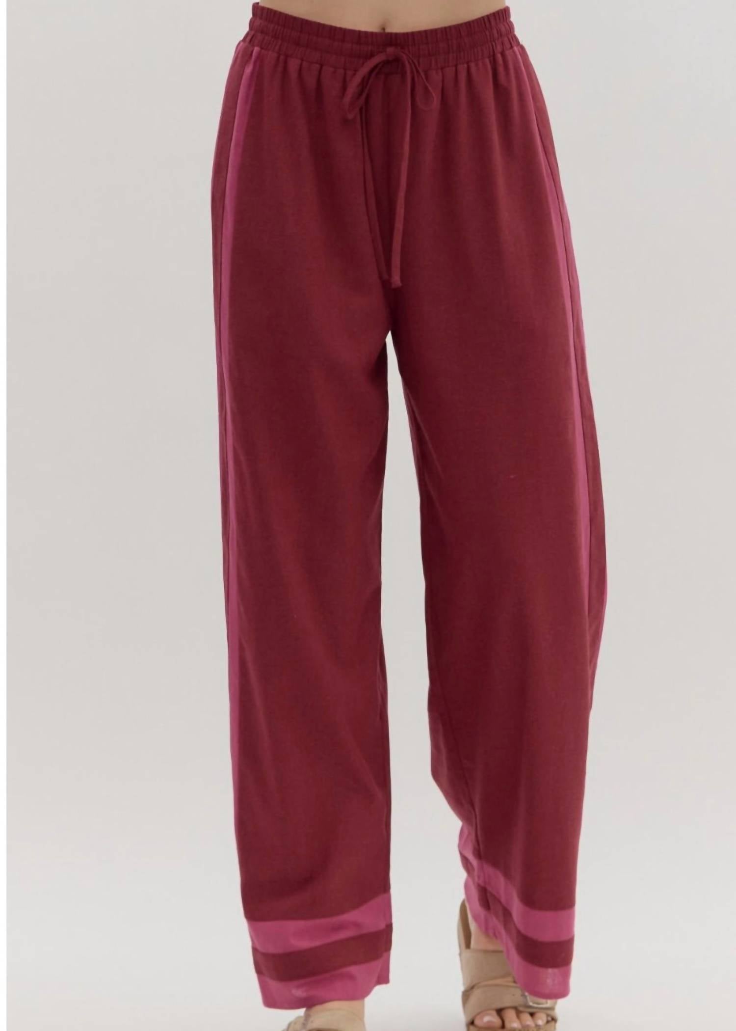 entro Nora Pull-on Pant in cranberry - women's pants - detail view