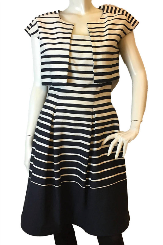 Jiki - Women's Cap Sleeve Bolero And Strapless Stripe Dress