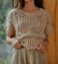 By Together - Knit Sweater Crochet Short Sleeve Top