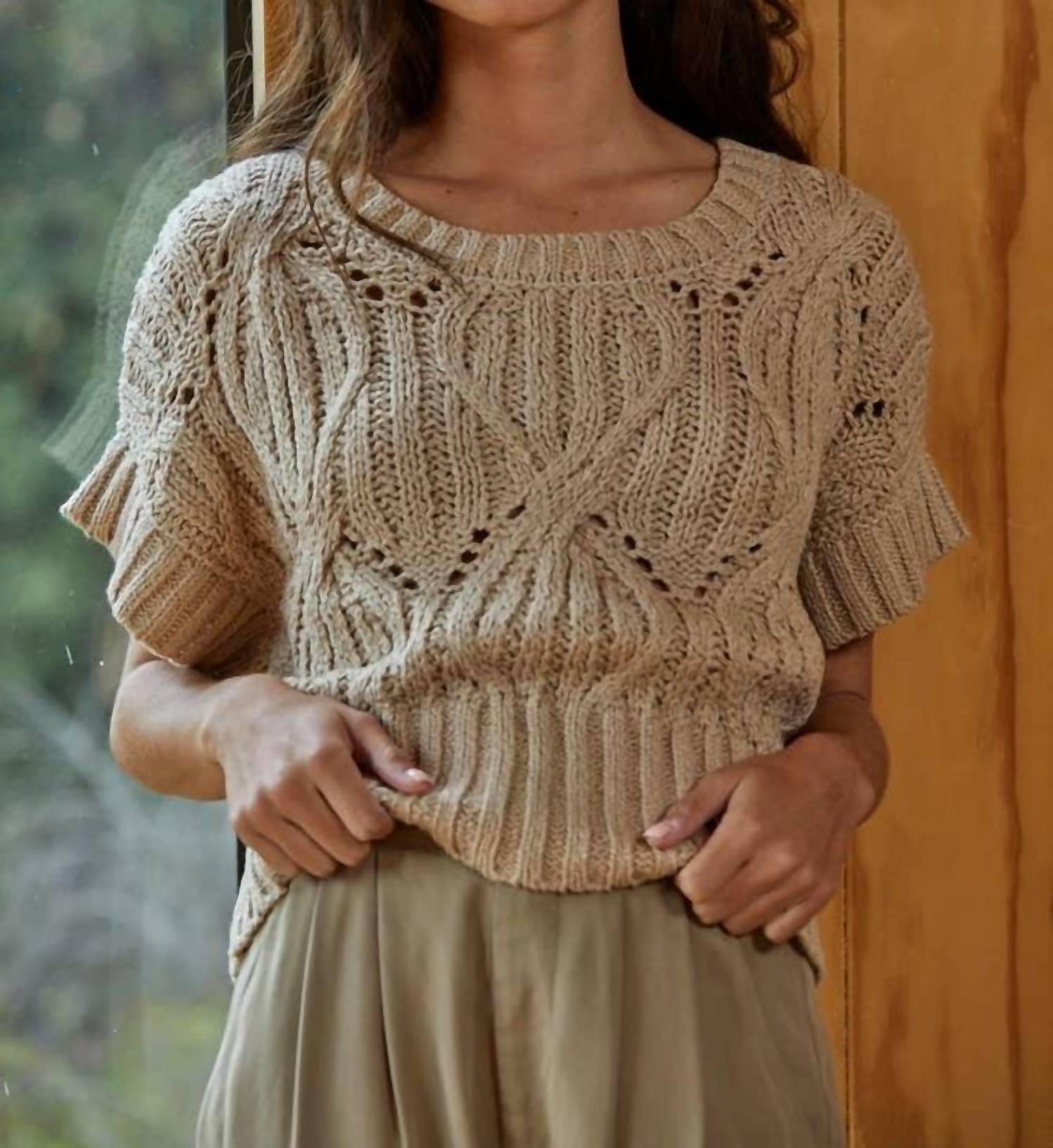 By Together - Knit Sweater Crochet Short Sleeve Top