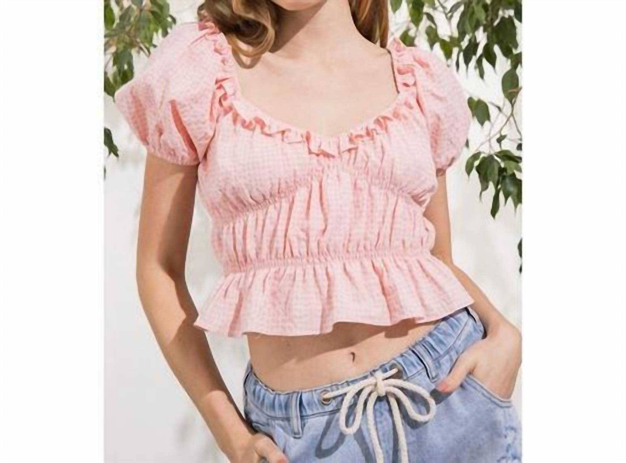 Aaron & Amber - Gingham Babydoll Top