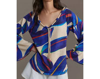 Farm Rio - Long-sleeve Rope-tie Blouse