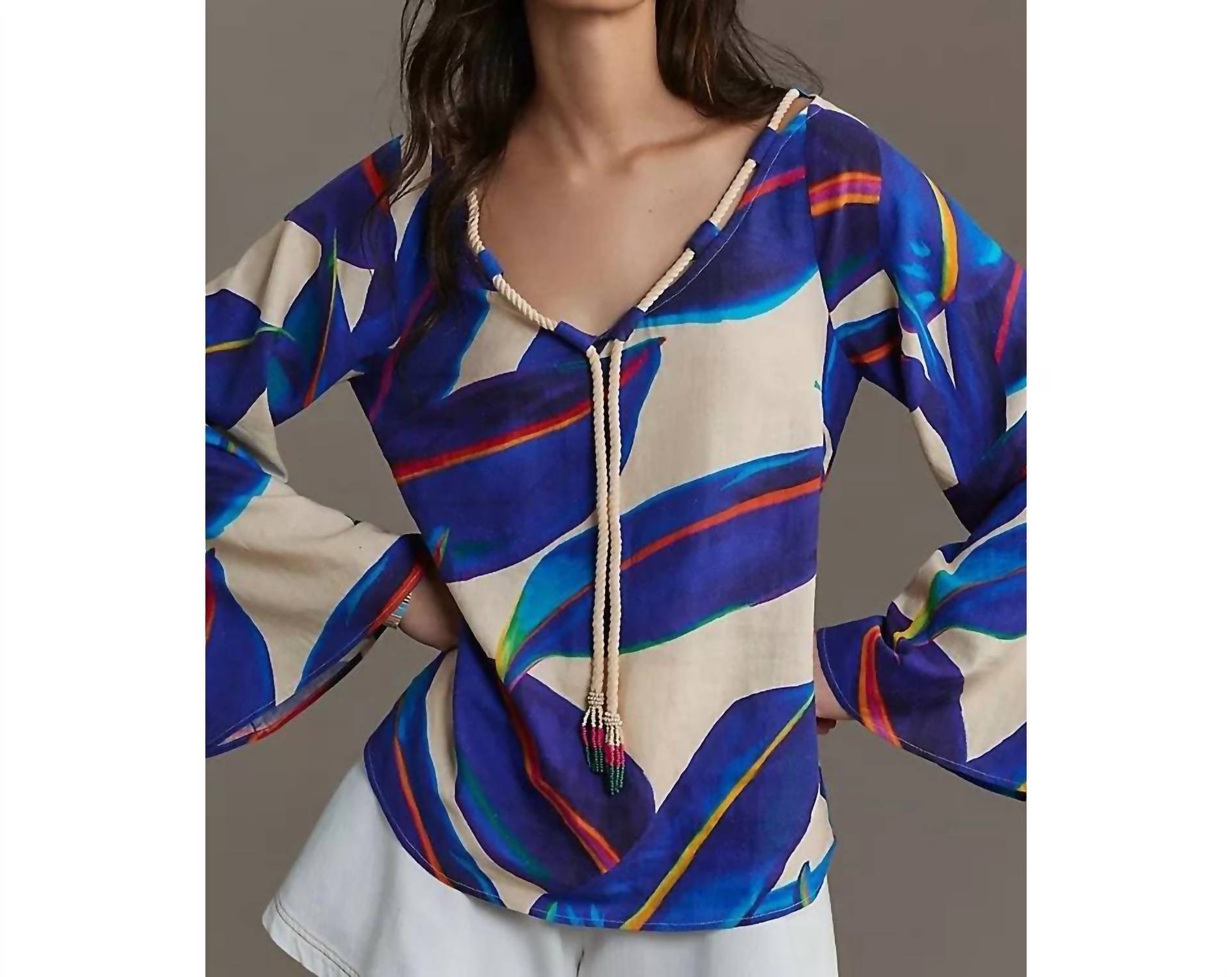 Farm Rio - Long-sleeve Rope-tie Blouse