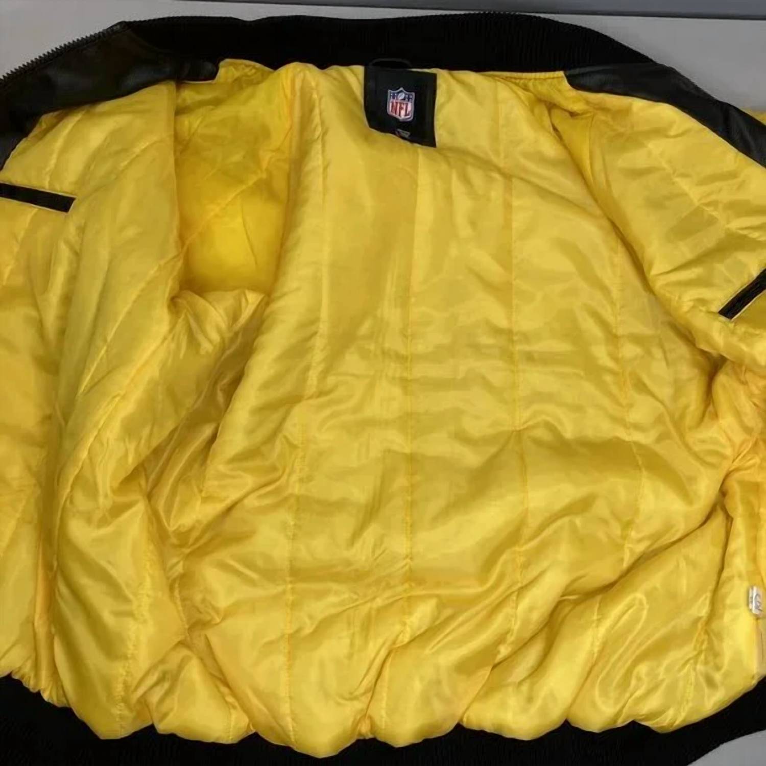 G-III Men’s Nfl Pittsburgh Steelers Faux Leather Varsity Jacket in black yellow - men's jacket - view 8