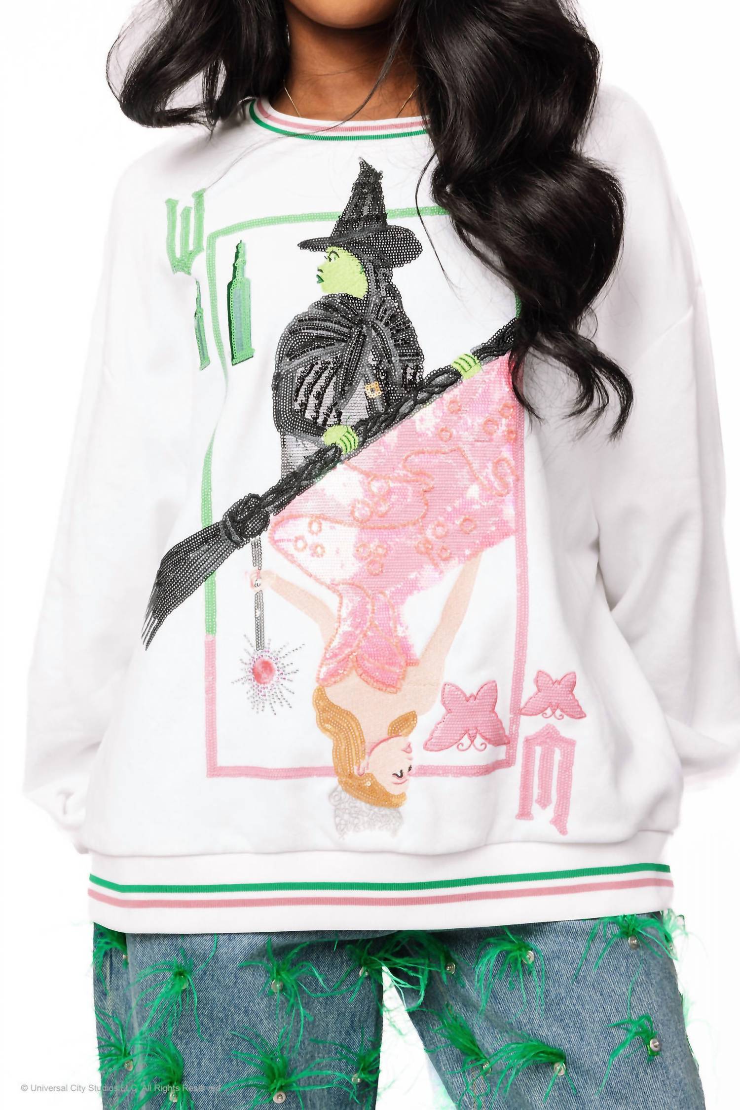 Queen Of Sparkles - Elphaba & Glinda Card Sweatshirt