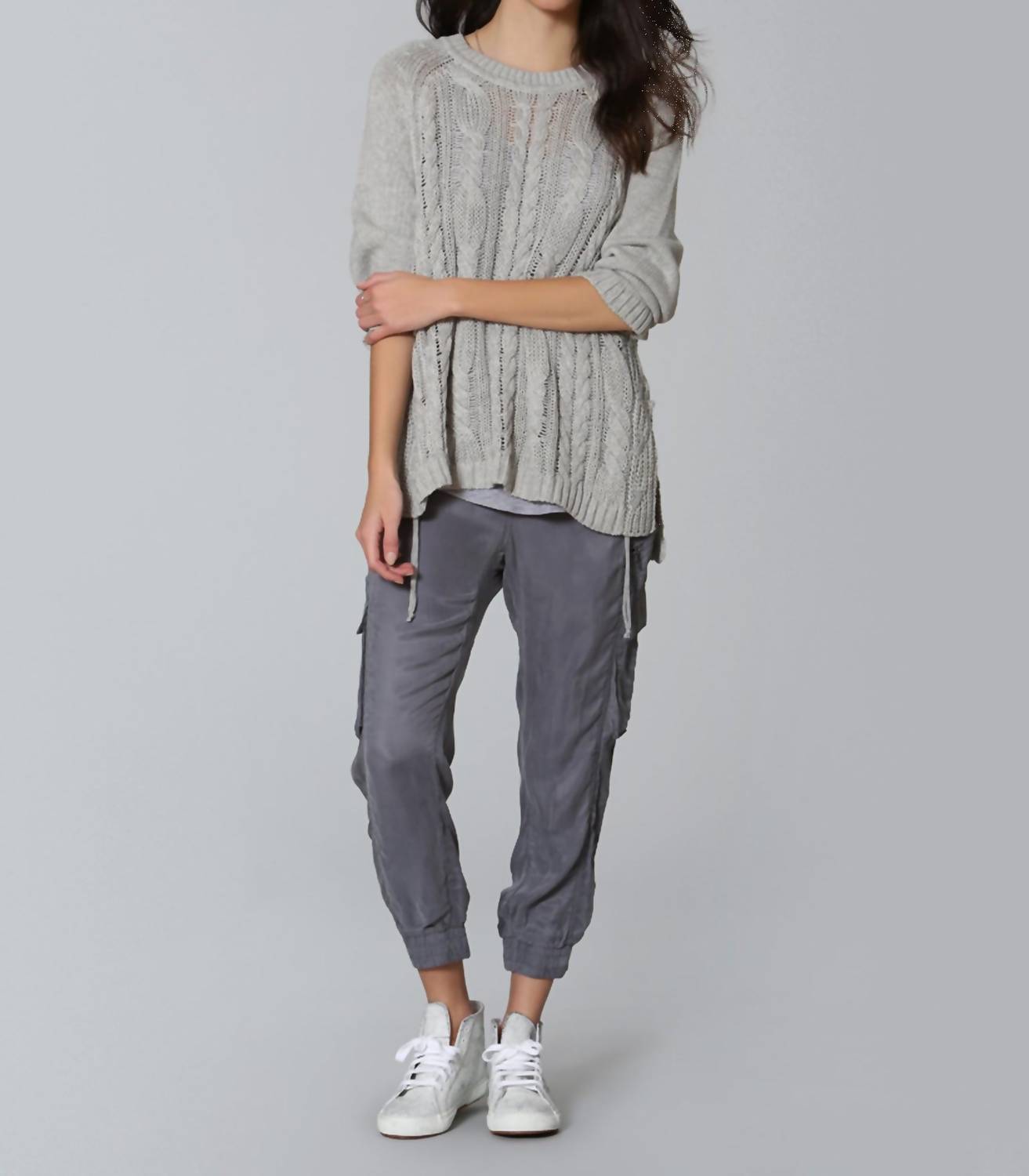 Label+Thread - Women's Lace Up Cable Crew Top