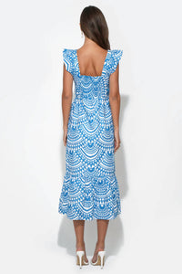 Adelyn Rae - Sadie Flutter Sleeve Embroidery Midi Dress
