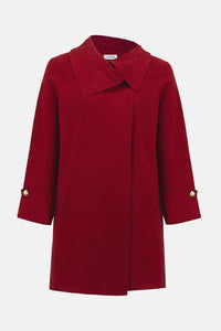 Joseph Ribkoff - Sweater Knit Coat With Overlap Collar