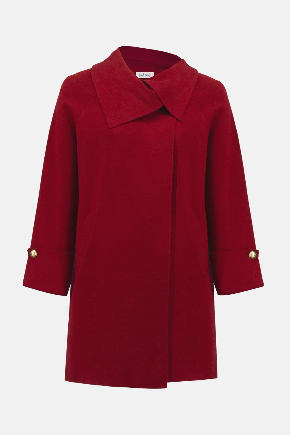Joseph Ribkoff - Sweater Knit Coat With Overlap Collar