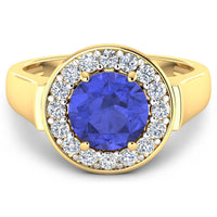 Diana M Jewels Women's Cushion Natural Tanzanite Fashion Ring (2.58 Ct) - Signature in 14k yellow gold - women's jewelry