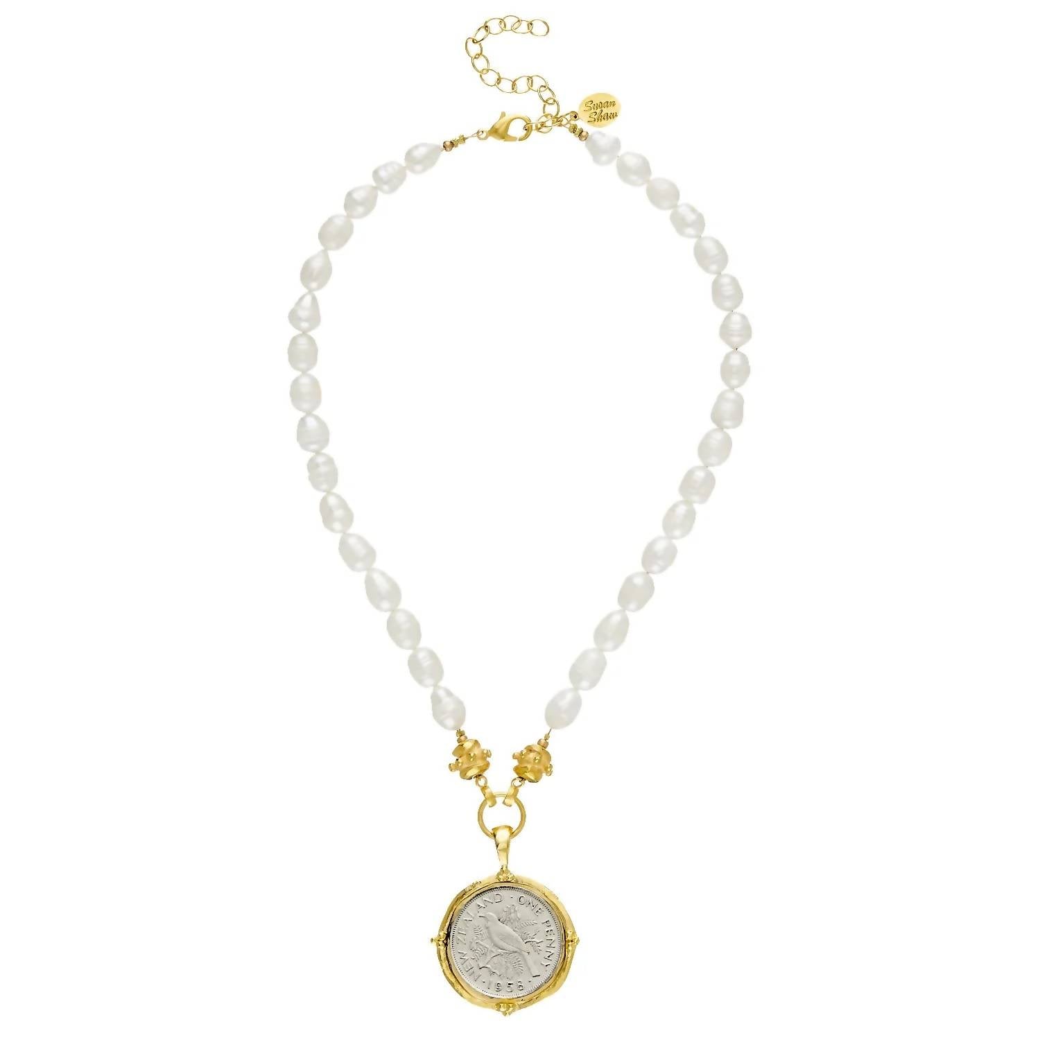 Susan Shaw - Women's New Zealand Bird Coin Pearl Necklace