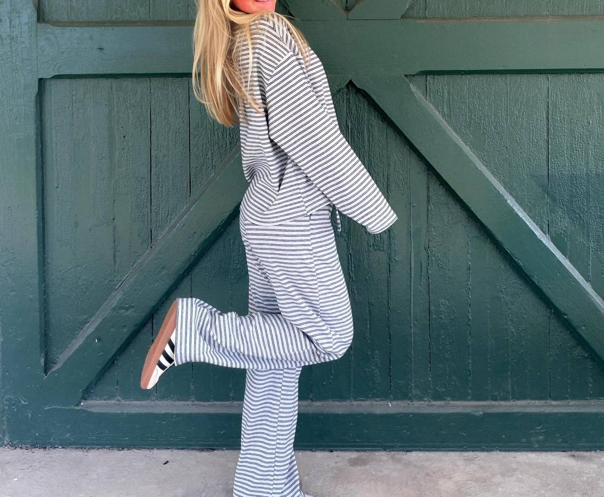 Bailey Rose - Dylan Stripe Knit Wide Leg Pants