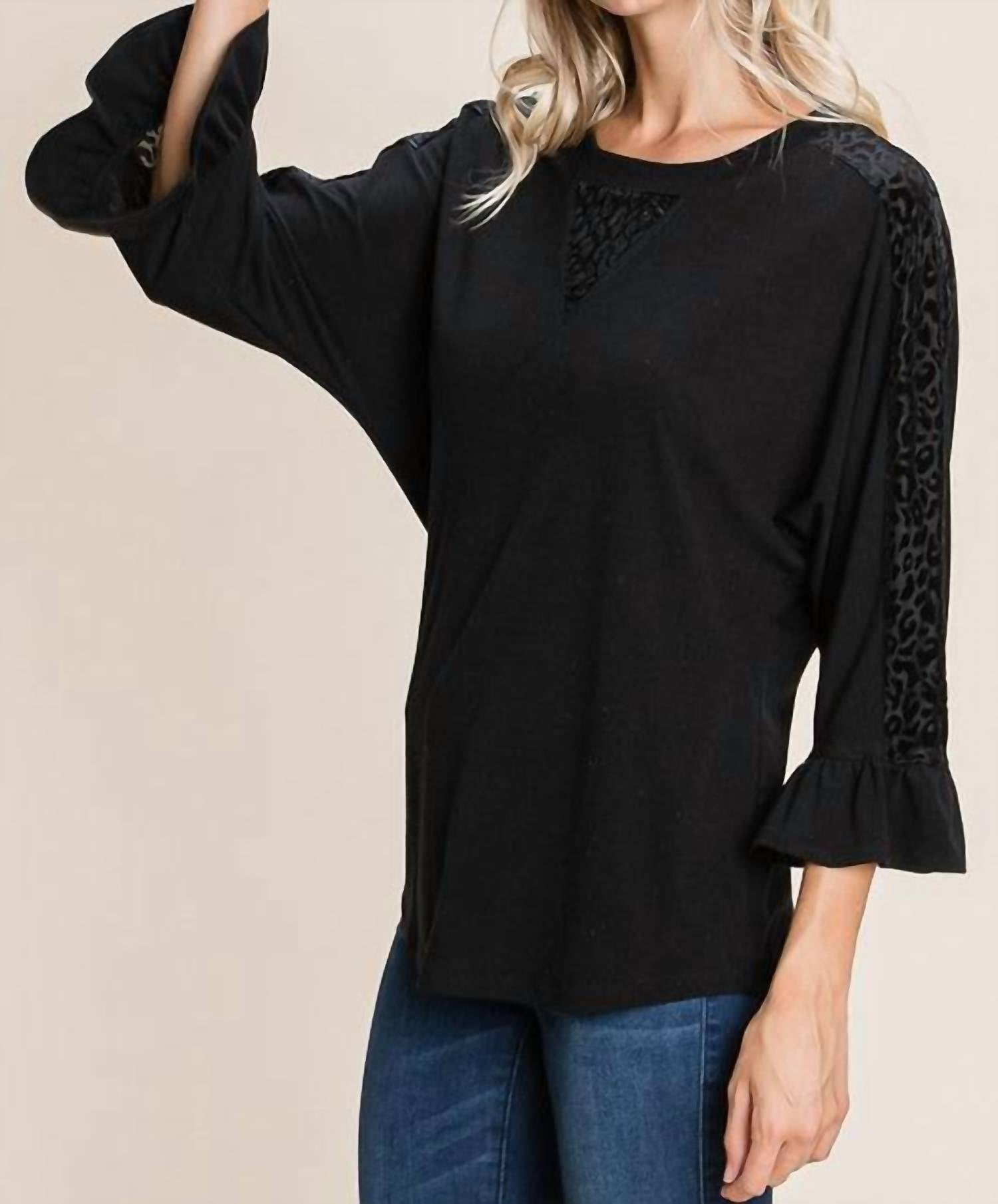 Emerald Collection - Leopard Velvet Accent Top