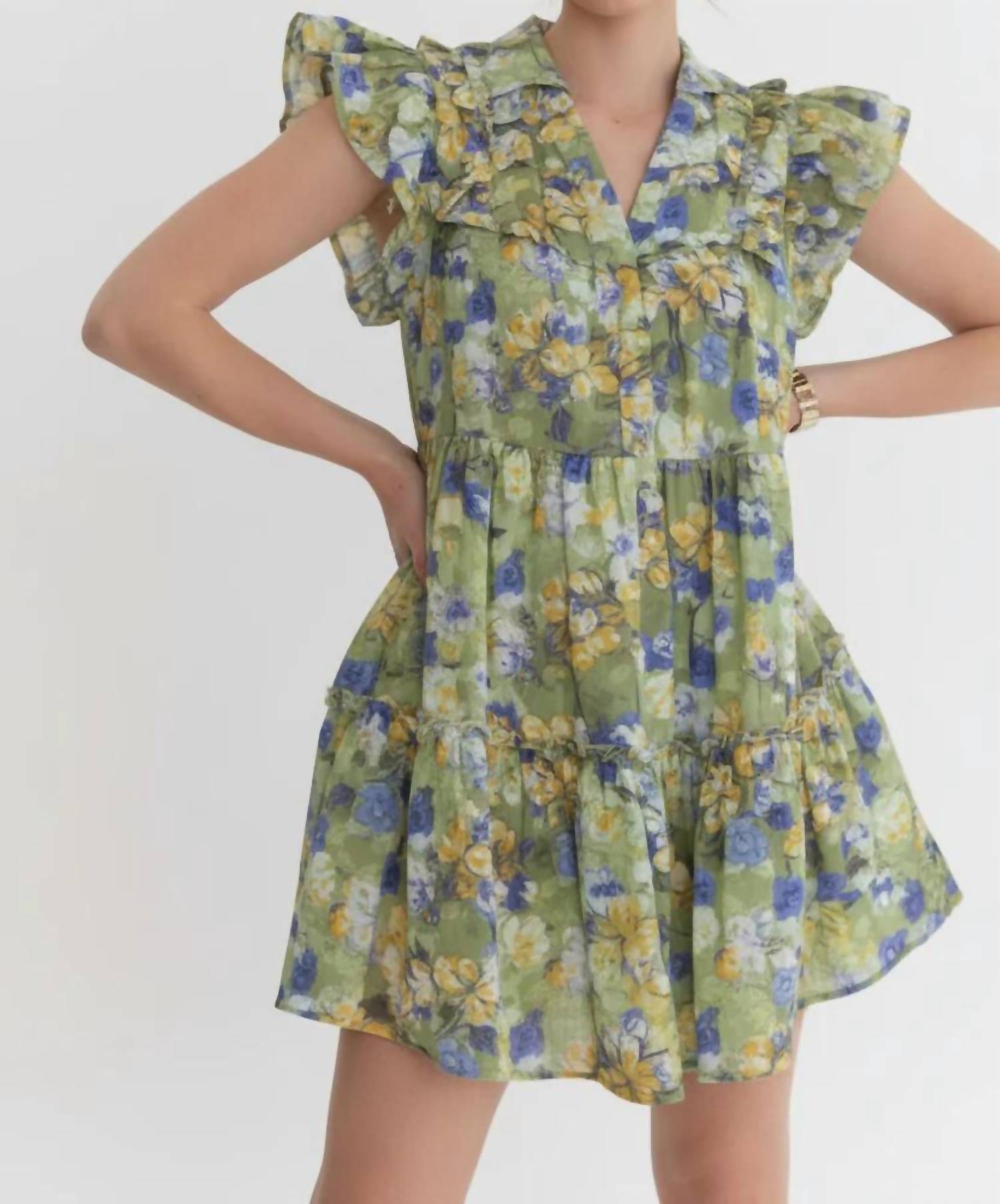 Entro - Garden Breeze Tiered Mini Dress