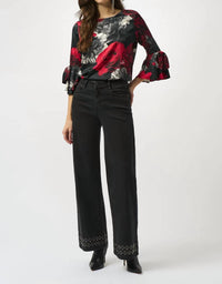 Joseph Ribkoff - Floral Print Boat Neck 3/4 Sleeves Top