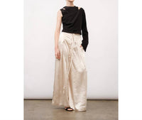 Ina Fashion - Round Neck Asymmetrical Sleeve Cut-out Crop Top