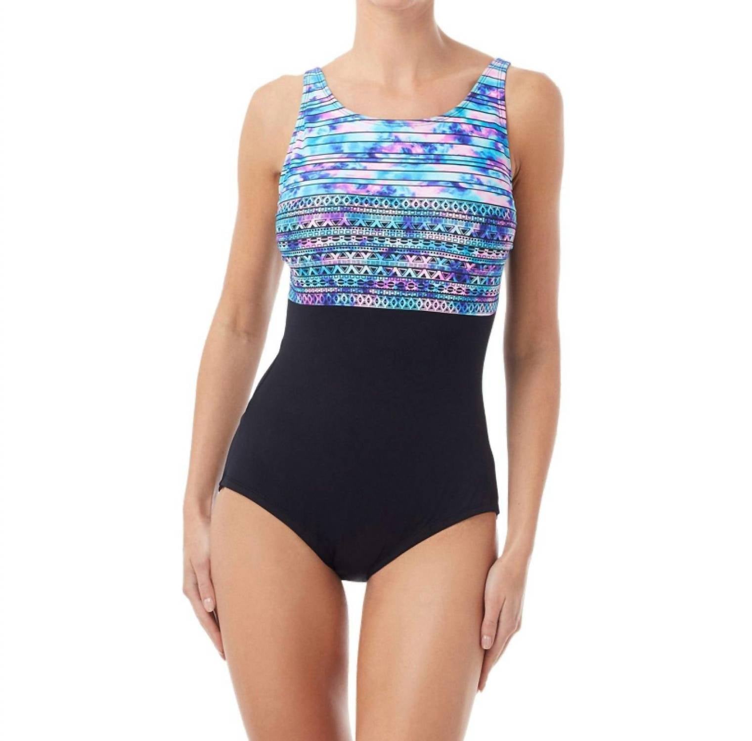 Gabar - Speed Stripe D-cup Hydrofinity High Neck One Piece Swimsuit