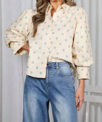Vine & Love - Puff Sleeve Polka Dot Top
