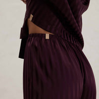 Lunya Washable Silk Striped Jacquard Long Sleeve Pant Set in vintage merlot - women's sleepwear - view 4
