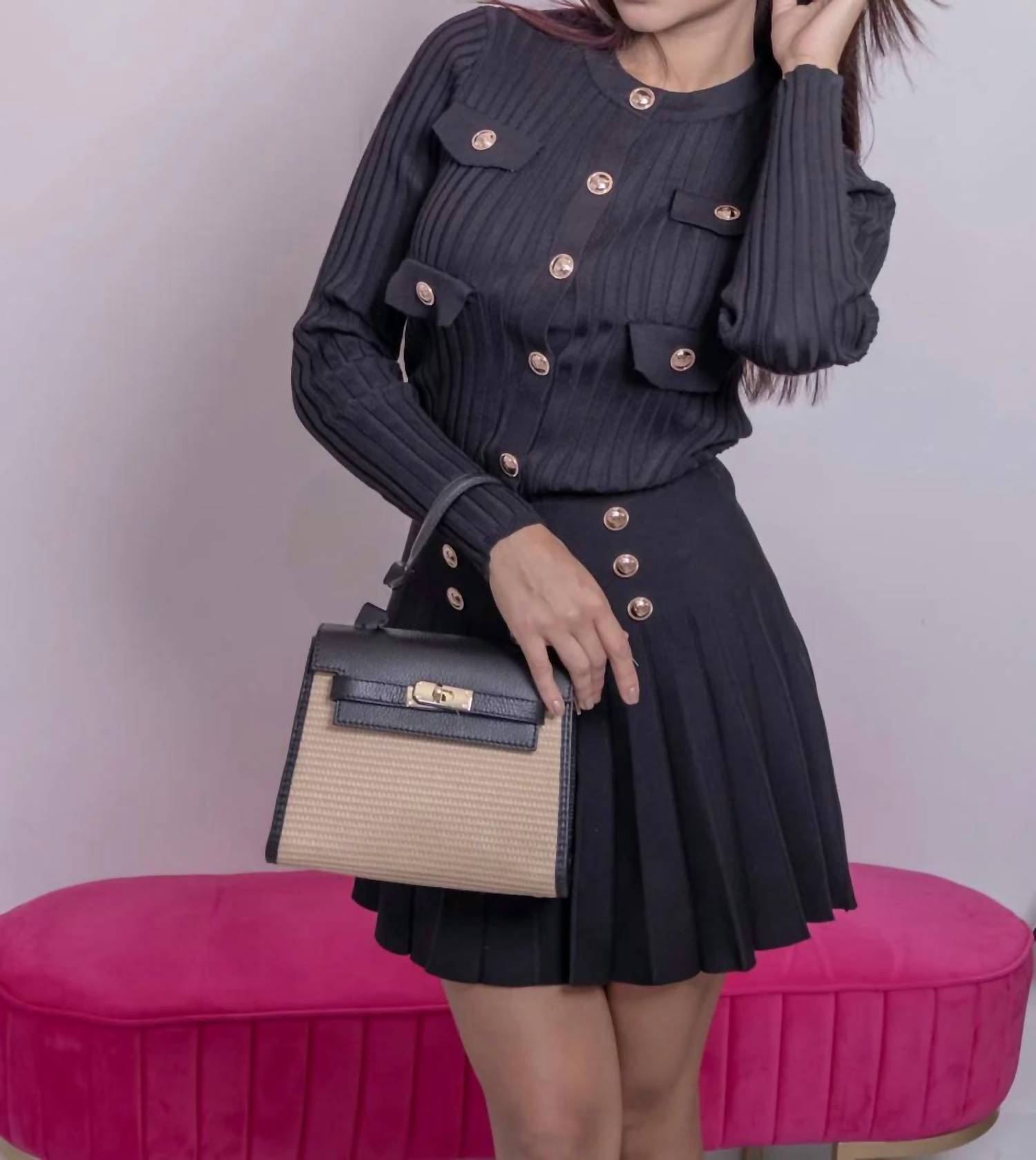 Belle D'Amour - Linda Buttoned Pleated Skirt