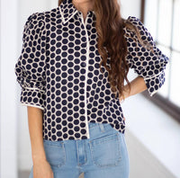Sincerely Ours - Polka Dot Pattern 3/4 Sleeve Top