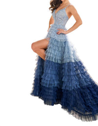 Ellie Wilde - Ombre Layered Tulle A-line Prom Dress