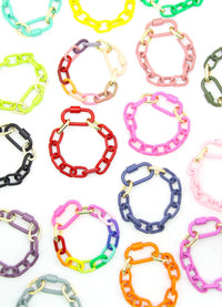 Woman Shops World - Women's Neon Rainbow Luxe Link Enamel Chain Bracelet
