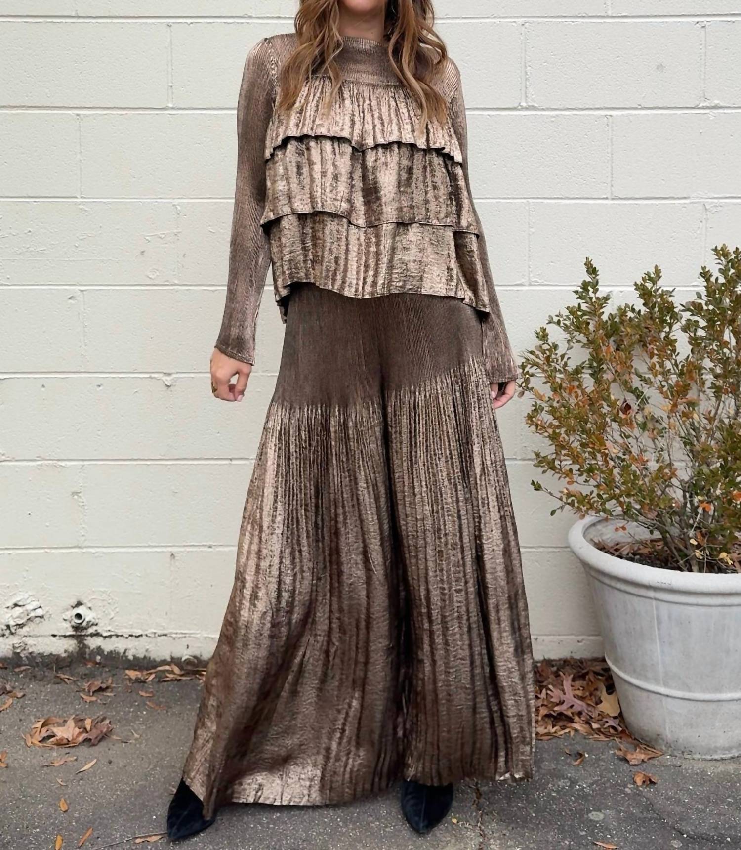 Current Air - Miley Wide Leg Metallic Pants