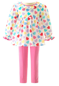 Rachel Riley Girls Confetti Hearts Legging Set in pink - item