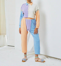 Atelier Delphine Patchwork Rugby Shirt in beach and sun - women's long sleeve top