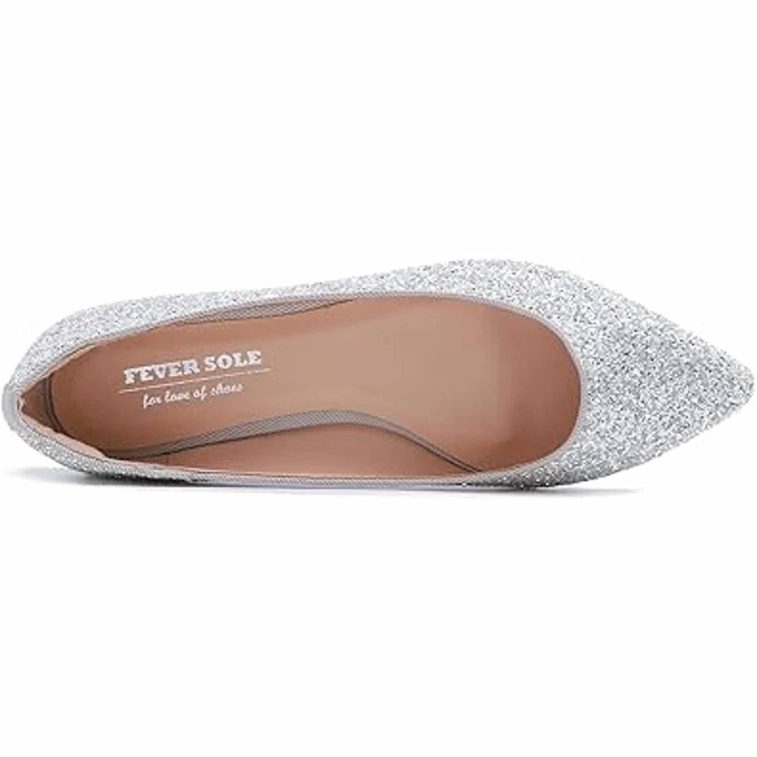 Feversole - Women's Glitter Pointed Toe Slip On Ballet Flat Shoes