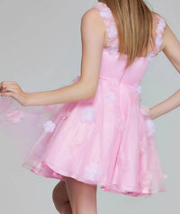 Jovani - Floral Appliqué Short Dress