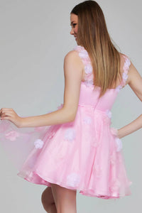 Jovani - Floral Appliqué Short Dress