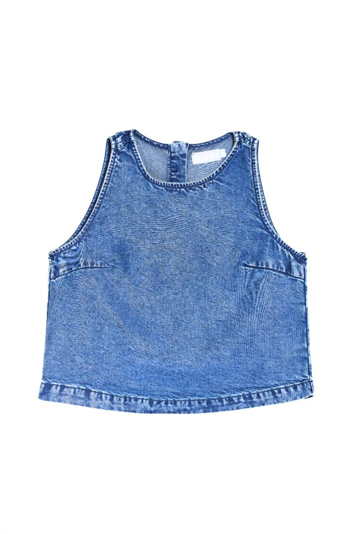 tractr Women's Denim A-line Top in blue - women's blouse