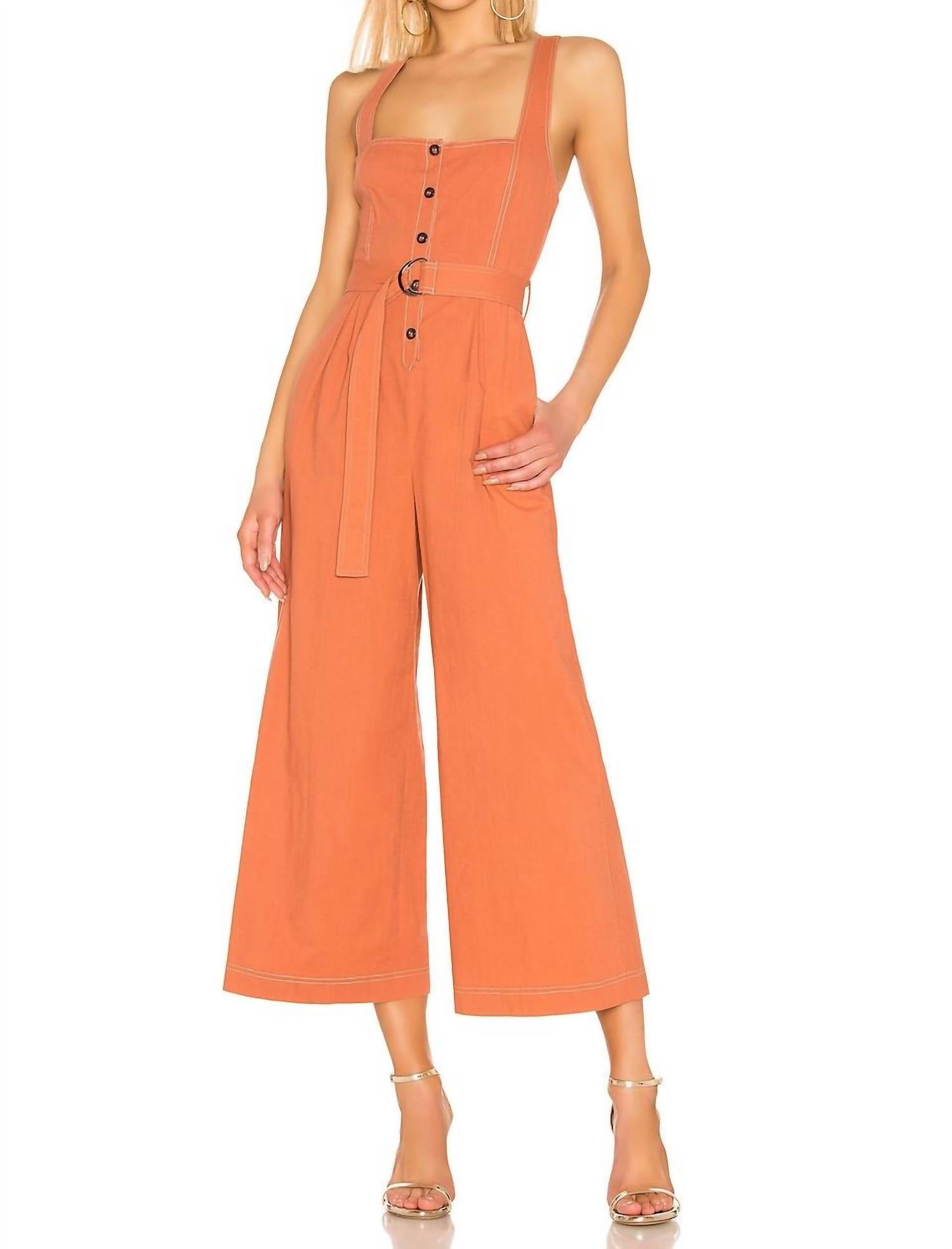 ASTR Warwick Jumpsuit in clay - women's pants