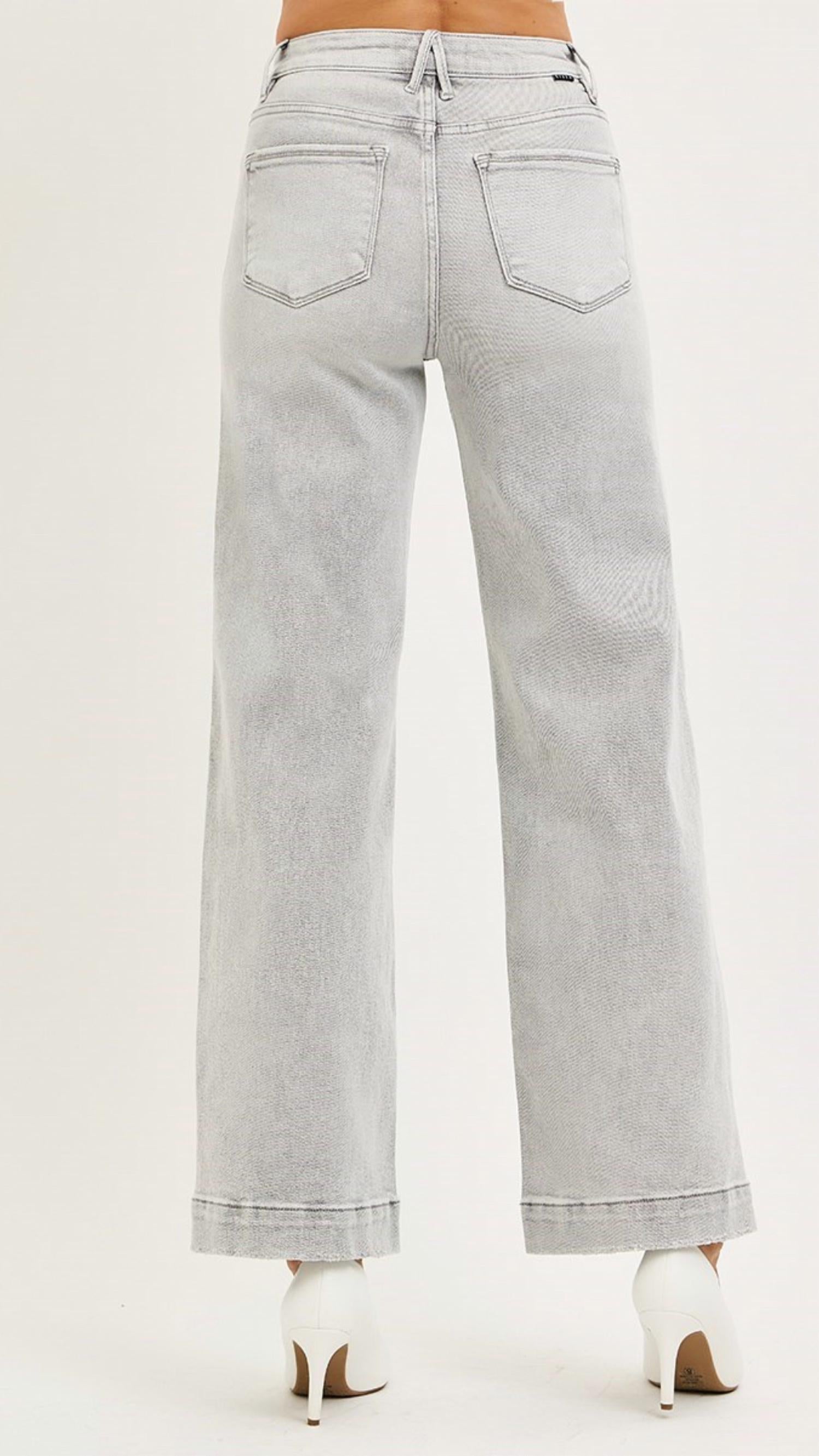Risen - High Rise Ankle Wide Leg Jeans