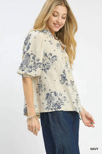 Umgee - Floral Embroidered Blouse