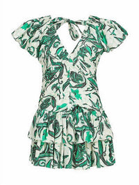LOVE THE LABEL Minette Mini Dress in emerald print - women's dress - view 4