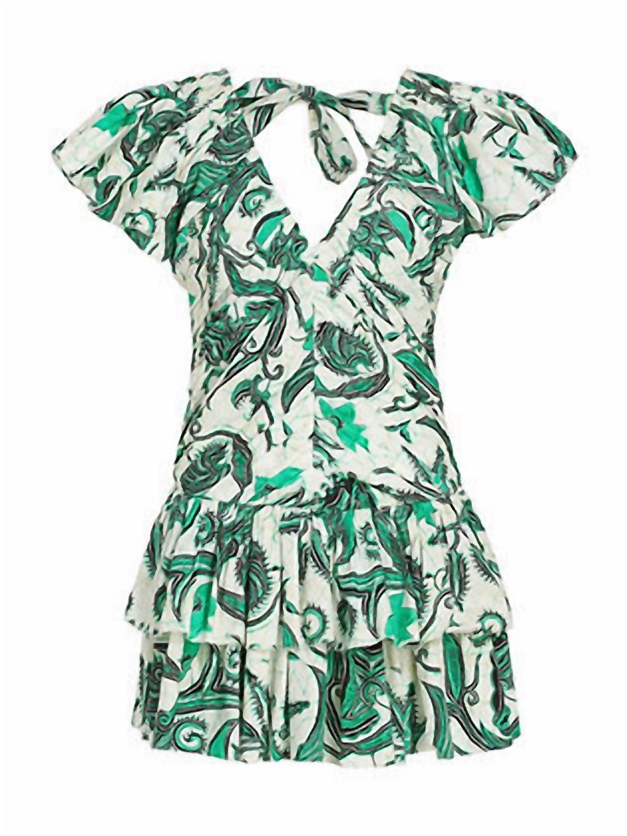 LOVE THE LABEL Minette Mini Dress in emerald print - women's dress - view 4