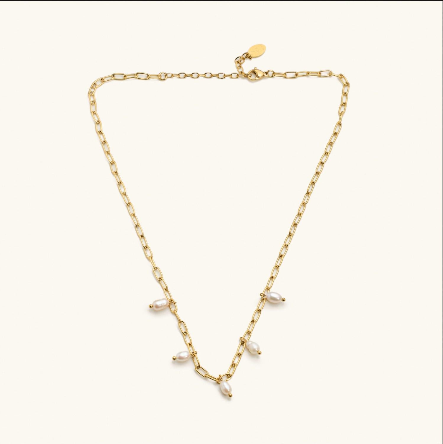 Nikki Smith Designs Women's Pearl Charm Drop Necklace in gold - women's jewelry