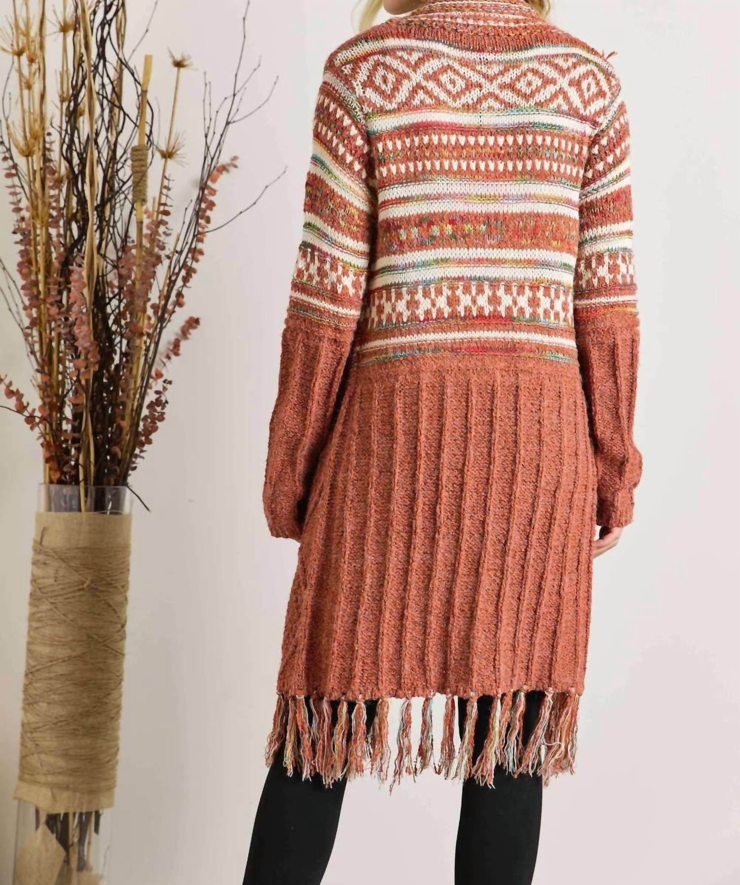 Adora - Maya Fringe Hem Aztec Cardigan