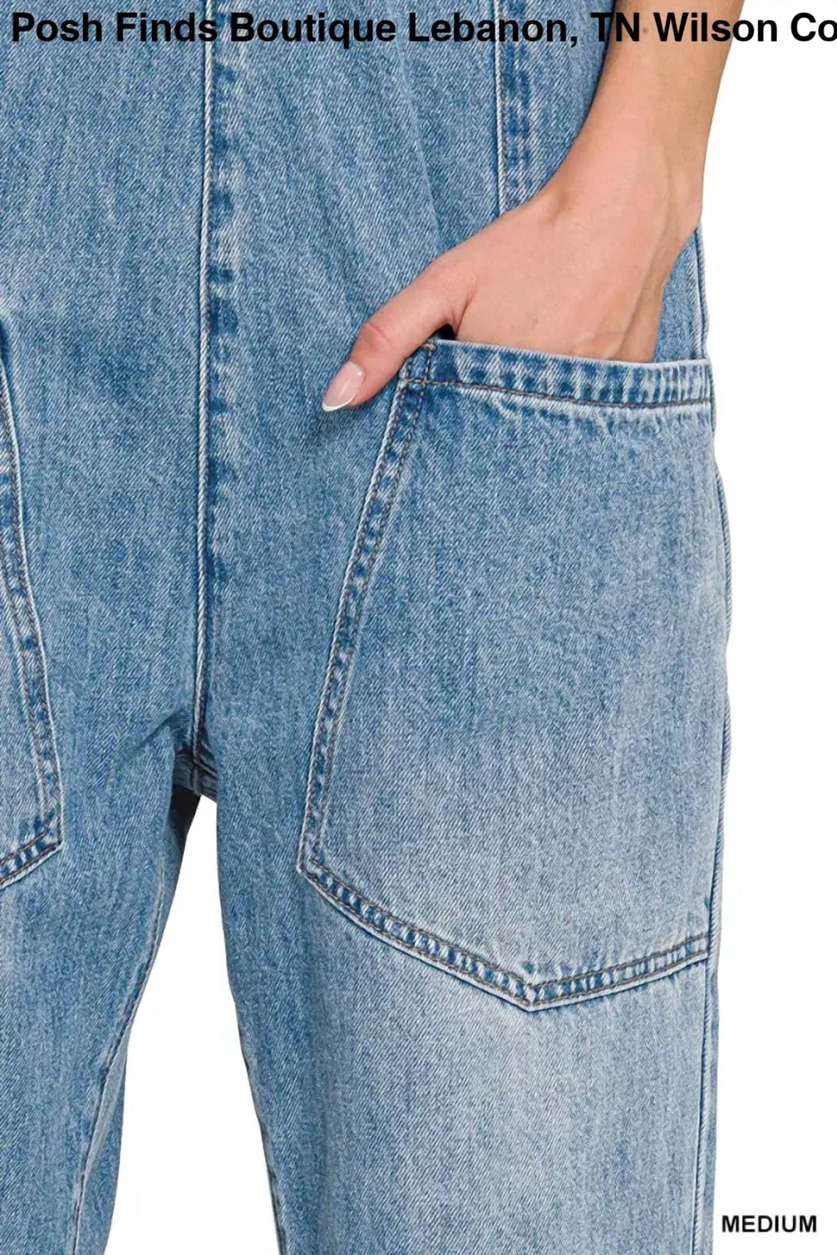 Vanilla Monkey - Women's Denim Adjustable Strap Baggy Jumpsuit